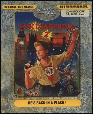 Rick Dangerous II box art for Commodore 64